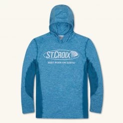 St. Croix Rod Light Blue Heather Perforance Hoodie